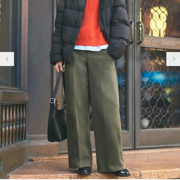 Uniqlo Women's Wide Chino Pants Olive NWT - Picture 8 of 8